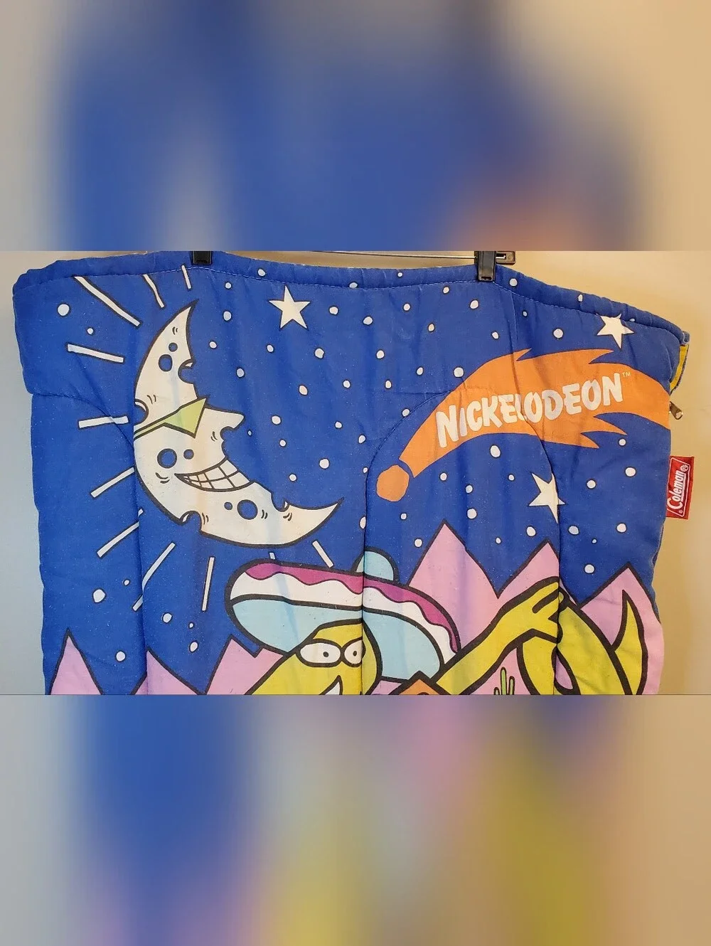 Vintage 1990 Nickelodeon Coleman Kids Sleeping Bag 90s Nick Cartoon Zip